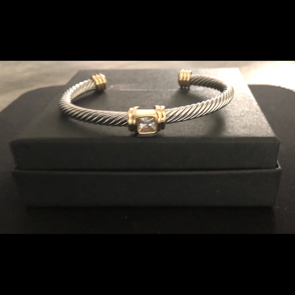 Cuff bracelet with CZ accent